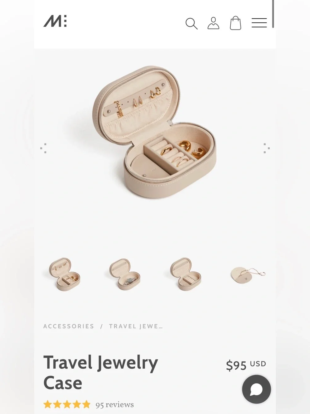 Monos Travel Jewelry Case in Ivory